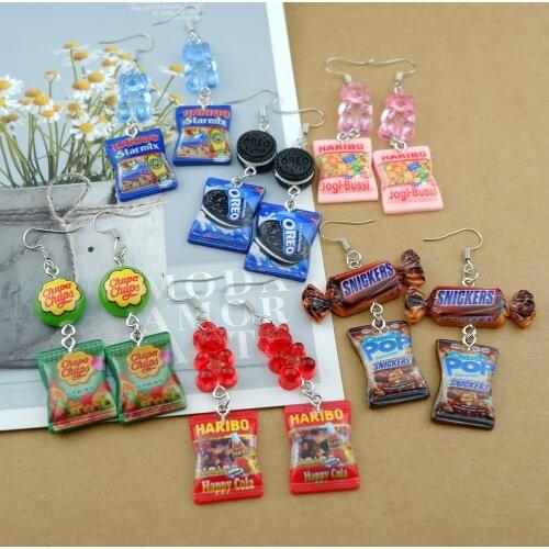 Kawaii Gummy Bear Chocolate Biscuit Earrings Costume Trendy Style Woman Girl Jewelry Drop Shipping