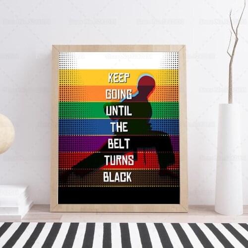 Motivational Practice Karate Poster Keep Going Until The Belt Turns Black for Karate Enthusiasts Gift Canvas Painting Wall Art