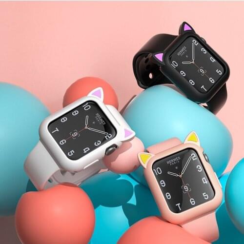 Soft silicone Cover for Apple Watch case 44mm 42mm 40mm 38mm Cartoon screen protector iwatch series SE 6 5 4 3 2 Accessories