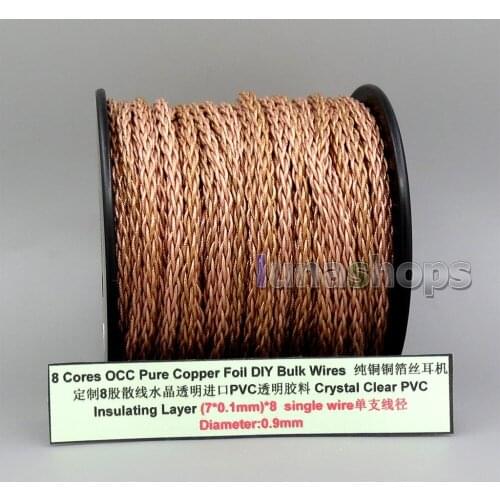 LN006151 8 Core Pure Copper Foil Plated OCC Mixed Bulk Mixed Wire For Custom DIY Shure Fostex QDC Earphone Headphone