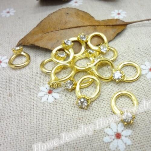 Wholesale 60 PCS Vintage Charms Ring Pendant Gold-color Fit Bracelets Necklace DIY Metal Jewelry Making