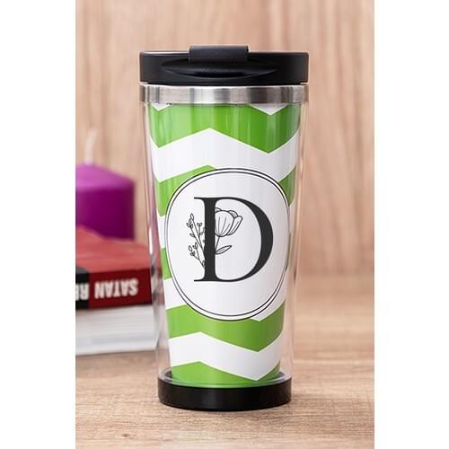 Gift Shop D Letter Floral Green Thermos Cup