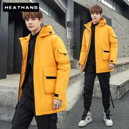 New Down Jackets Men Solid Color Hooded Tooling Jacket Mens Winter Warm Thick Jacket Tops Comfortable Fashion Male Down Parkas