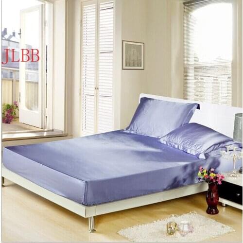 Luxury satin silk fitted sheet mattress cover + 2pillowcase silk+linen bedclothes cushion cover bed sheet bed cover with rubber