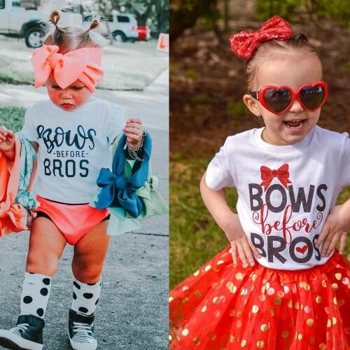 Bows Before Bros Brothers Sister Friends shirts cute Girls' t-Shirt Bow T-Shirt for Girls Bows Before Bros Baby tops