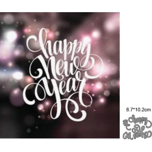 Happy new year 2021 Words Letter Metal Cutting Dies Scrapbooking Stencil DIY Paper Card Decorative Embossing Die Cut Craft Dies