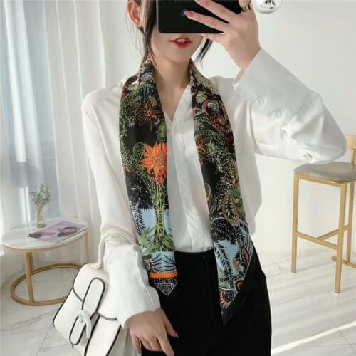 2021 New Luxury Brand Twill Silk Large Scarf Women Fashion Pattern Square Scarve ladys Design Handkerchief 90x90cm Shawl Bandana