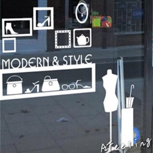 Modern style Garment boutique store window decoration shop name advertising sign sticker wall sticker