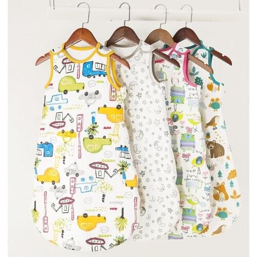 Baby Sleeping Bag Newborn Zipper Sleepsack Short Sleeve Cartoon Cotton Swaddle Wrap Sleeping Bag Blanket Bedding