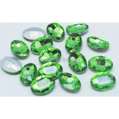 50 Pieces/Lot Glass Cabochon Glass Bead(back not flat surface) Oval Shape Green Colors Clothes Garment Accessories 13x18mm