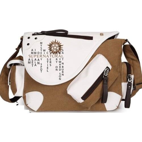 Supernatural Evil SPN Women Canvas Casual Zipper Men Shoulder Bag Crossbody Bags Boys Girls Kids Schoolbags Messenger Bag