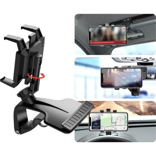 Universal Car Phone Mount, Creative 1200 Degree Rotating Car Phone Holder Dashboard Rearview Mirror Mobile Phone Navigation