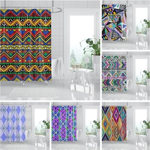 Bohemian Shower Curtain Colorful National Geomestric Polyester Waterproof Curtains Home Decorative with Hooks