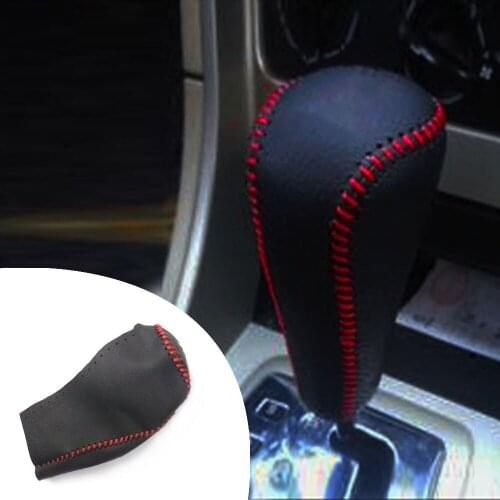 1pc PU Leather Hand Brake Shift Knob Cover AT For Peugeot 307 04-10 2008 14-18 408 10-12 30113-14 206 05-07 207 09-11 Car Decor