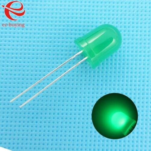 10mm LED Green Diffused Round Light-Emitting Diodes Lamp Bead DIP Plug-in Through Hole Bulb Wide Angle 10 mm 10 pcs /lot