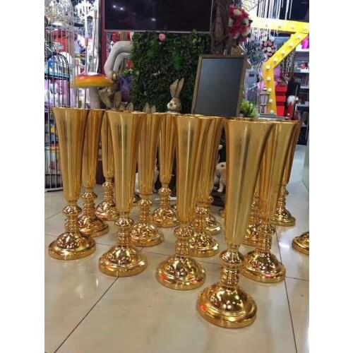 10PCS/LOT gold Table Vase Metal Flower stand Table Centerpiece For Mariage Wedding Decoration 60cm Tall