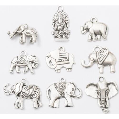 10pcs Mixed Animal Elephant Ivory Charms Pendant For DIY Jewelry Making Handmade Bracelet Necklace Key Chain Bag Accessories