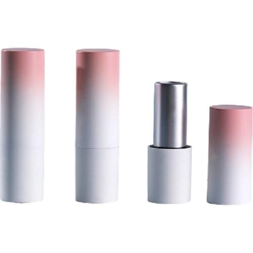 12.1mm Empty Plastic Lipstick Tube Gradual Change Pink Lip Balm Container Round Magnetic Cosmetic Packaging Containers 50/100pcs