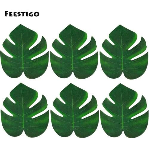 12Pcs 20x18cm Artificial Leaves Tropical Palm For Hawaii Party Summer Wedding Table Home Garden Decoration For Beach Luau Party