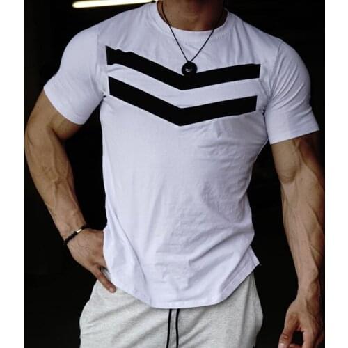 2021 Mens Summer Top T-Shirt Fashion Slim Printed Sportswear Casual Crew Neck Short Sleeve Quick Drying Fitness Suit