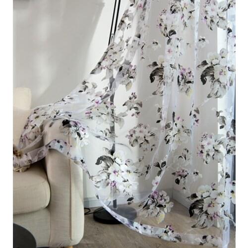 Modern Curtains for Living Dining Room Bedroom Floral Tulle Curtains Kitchen Balcony Bay Window Finished Product Customization