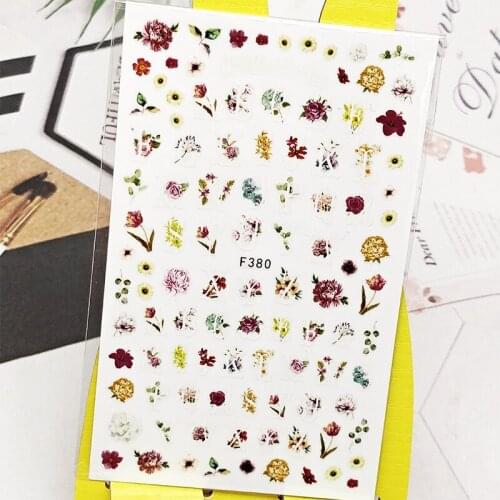 3D Nail Sticker Decals Bright Flowers Design Nail Art Decorations Stickers Slider Manicure Accessories Nails Decoraciones