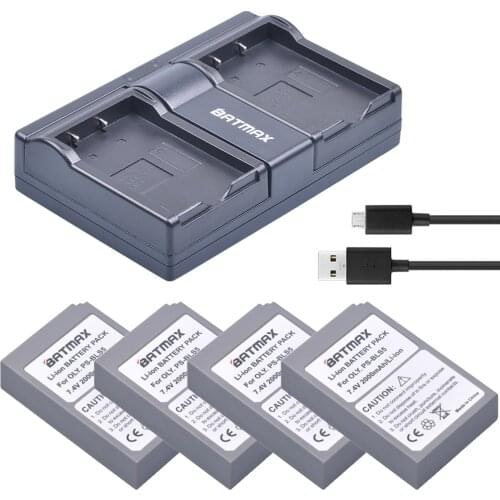 4Pc PS-BLS5 BLS-5 BLS5 BLS 5 BLS-50 Battery +Dual USB Charger for Olympus OM-D E-M10, PEN E-PL2, E-PL5, E-PL6, E-PM2, Stylus 1