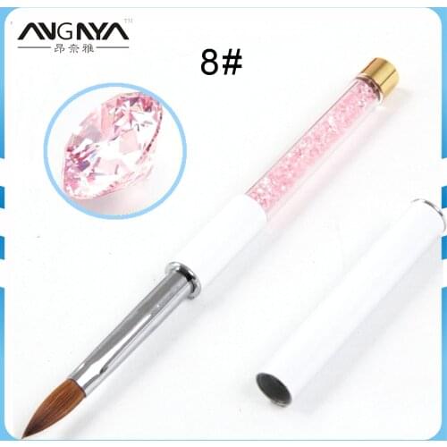 ANGNYA 1Pcs Acrylic Handle With Rhinestone Kolinsky Oval Nail Art Brush For Acrylic 8#/10# Oval Single Piece A003