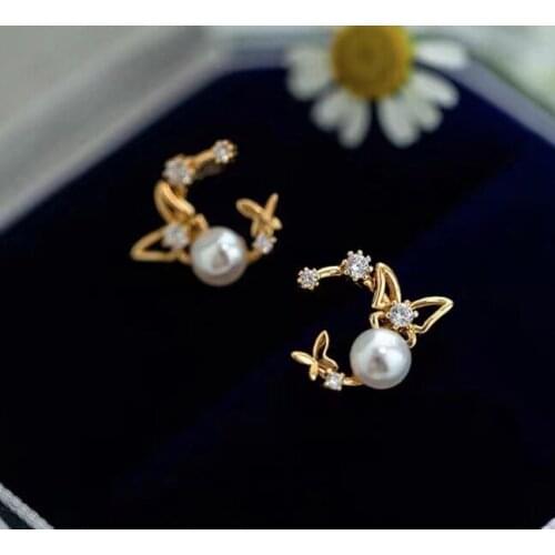 Butterfly Mounts 925 Sterling Silver Earrings Findings Settings Base Mountings Parts for Coral Pearls Agate Crystal Stones Jade