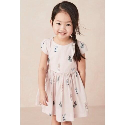 Brand 100% Combed Cotton Kids Dresses For Girls 2021 Summer Short Sleeve Infant Children One-pieces Dress Baby Girl Clothes Tops