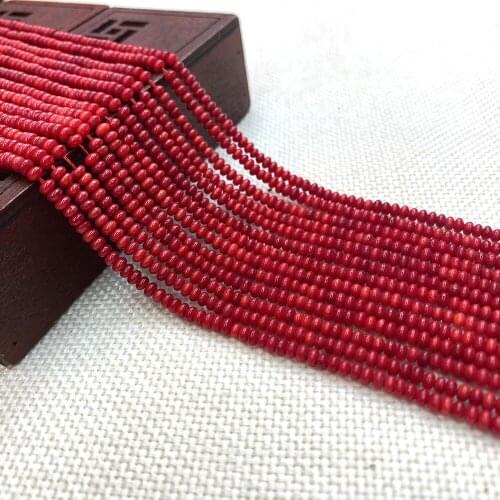 Artificial Red Coral Beaded Loose Beads Round Shape Used for Jewelry Accessories DIY Handmade Bracelet Necklace Jewelry 2x3mm