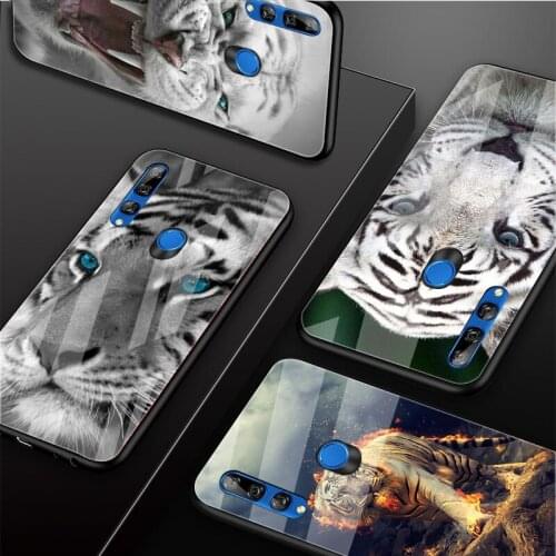 White tiger Tempered Glass Phone Case For Huawei honor 8X 9 10i 20i 20Lite 20Pro 30 Pro Cover Shell