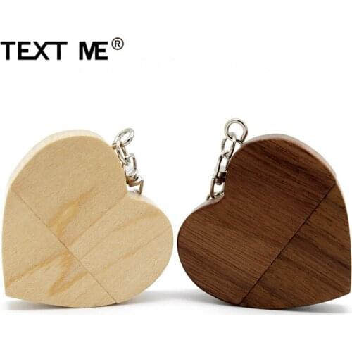 TEXT ME Maple wooden Walnut wooden LOVE heart model LOGO 64GB Flash Drive 4GB 8GB 16GB 32GB Pendrive USB 2.0 Usb stick best gift