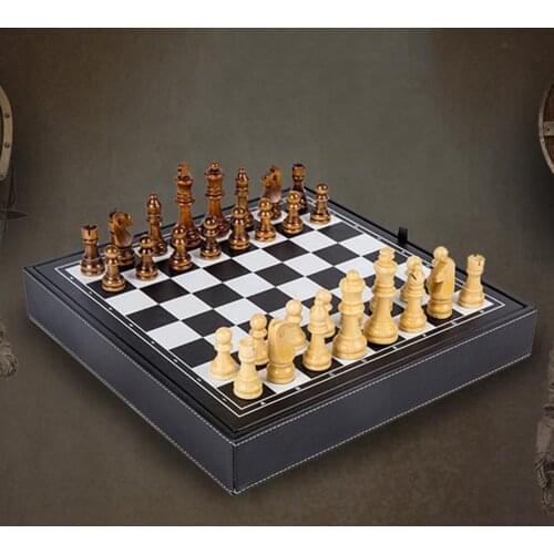 Traval Wooden Chess Set Chessboard And Storage Slots for Family Table Game