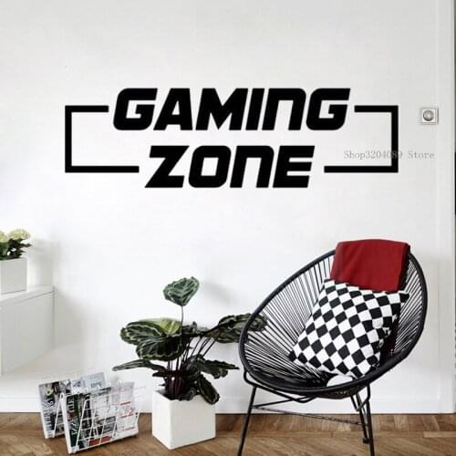 Gaming Zone Game Quote Wall Sticker Vinyl Video Playroom Bedroom Decor Gaming Zone Gamer Removable Decal CN509