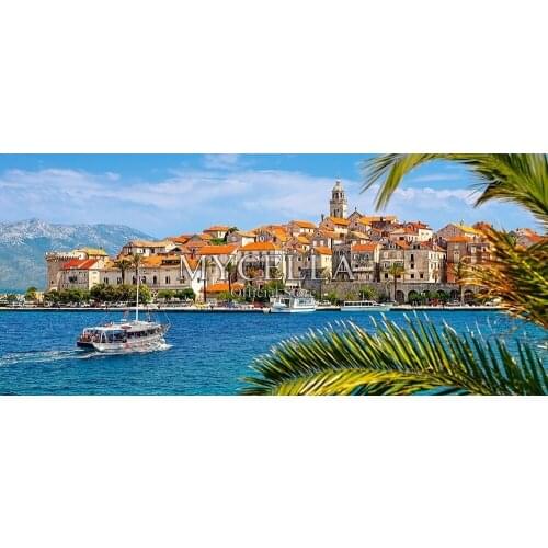 5D DIY Diamond Painting Korcula,Croatia Landscape Full Diamond Embroidery Cross Stitch Mosaic Home Decor Wall Stickers Picture