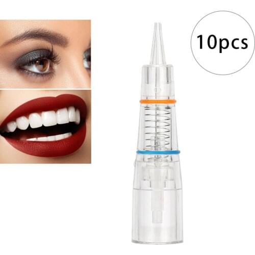 10pcs Disposable 0.18mm Painless Tattoo Cartridge Needle Electric Semi-Permanent Makeup Eyebrow Lips Microblading Needles 1PIN