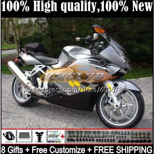 Body For BMW K 1200 S 1200S K1200S 05 06 07 08 09 10 47CL.19 K1200 S K-1200S 2005 2006 2007 2008 2009 2010 Fairing Silvery blk