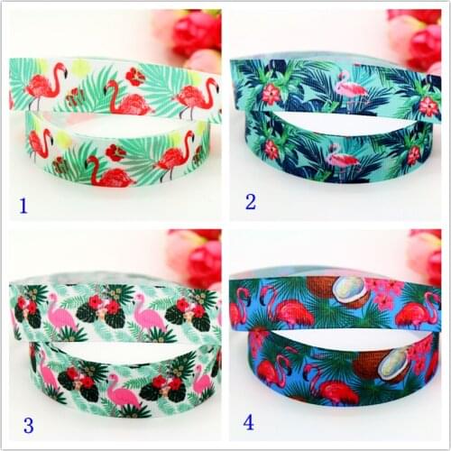DHK 7/8'' 5yards flamingo pineapple flower printed grosgrain ribbon headwear hair bow diy party decoration OEM 22mm E1213