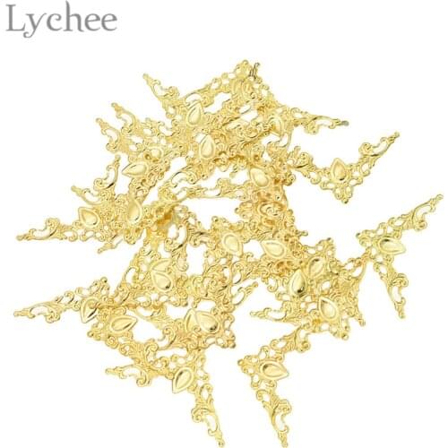 Lychee Life 30pcs Metal Hollow Flowers Slice Album Corner Protector Cover DIY Scrapbooking Embellishments Supplies