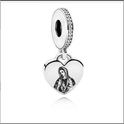 Mary Authentic 925 Sterling Silver Virgin Dangle Bead Fits European Charms Bracelets Woman DIY Beads For Jewelry Making