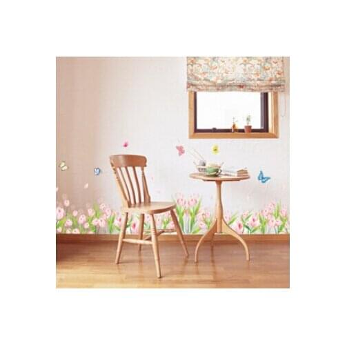 Dream tulip flower butterfly wall sticker corridor bedroom TV backdrop wall decals wallpaper 7093