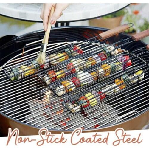 Reusable Non-stick BBQ Grill Basket Barbecue Baking Anti-falling Net Outdoor Picnic BBQ Kitchen Tools Kabob Grilling Baking Mesh