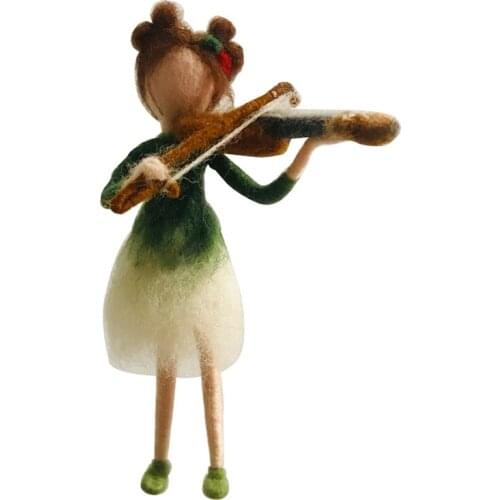 Felting Kit Princess of Violin Needle Felting Craft Gift for Mom, Felting Mat, Felting Needles, Video Manual, Height 10cm(4")