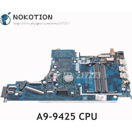 NOKOTION For HP 15-DB 15-DA Laptop Motherboard A9-9425 CPU DDR4 EPV51 LA-G078P L20477-601 L20477-001 Mainboard