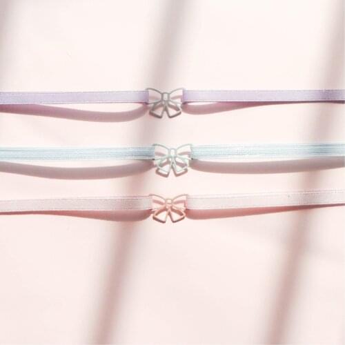 Japan And Korea Spring New Simple Bow Pink Pendant Short Clavicle Fashion Jewelry For Girl Cute Necklace