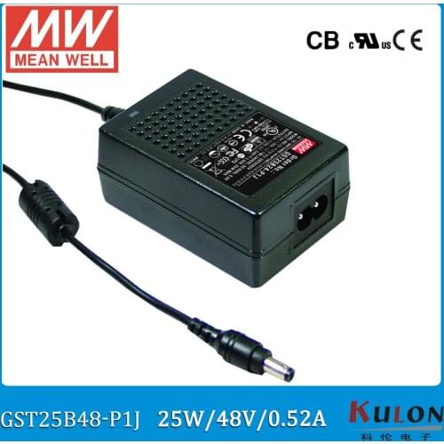 Original Meanwell GST25B48-P1J 25W 48V 0.52A desktop Adaptor Level VI Output Interface 5.5mm*2.1mm Power Supply 2 pole