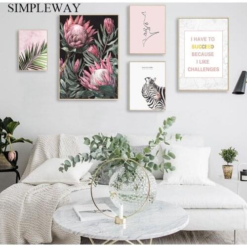 Scandinavian Flower Canvas Poster Nordic Style Wall Art Print Kiss Line Drawing Painting Landscape Decoration Picture Home Decor