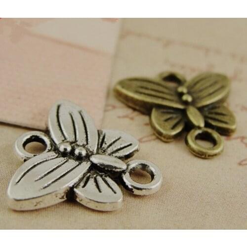 RONGQING 100pcs/lot Jewelry Findings Connectors Animal Butterfly wholesale 14*14MM