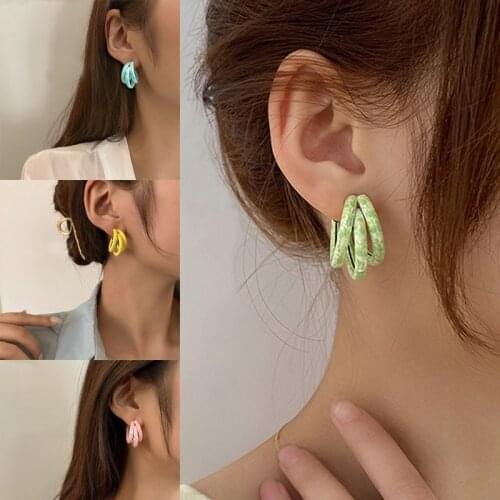 C-Shape Hoop Earring Women Children Jewelry Cute 2021 New Fashion Candy Color Hoop Earrings Wedding Party Girl Minimalist